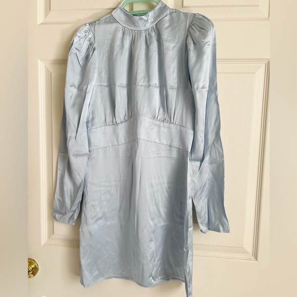 Reformation Samuel Long Sleeve Silk dress in Horizon - Picture 8 of 10